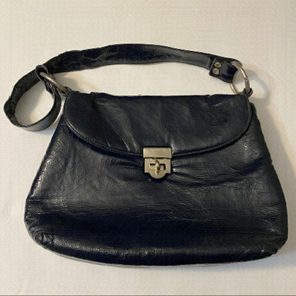 vintage JOHN HURT Navy blue shoulder bag - Picture 1 of 9